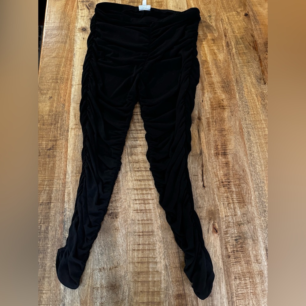 Bar III Black Ruched Leggings high waist waisted hi rise stretch XL NWOT NEW